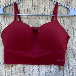 red lounging bra